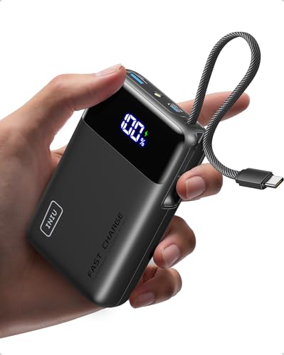 INIU 45W Power Bank, Ultra Klein 20000mAh Powerbank mit Integriertem USB-C Kabel, Schnellladen Externe Handyakkus USB-C In&Out, Klein Aber Stark für iPhone 17 16 15 Pro, Samsung S22, Xiaomi, iPad etc