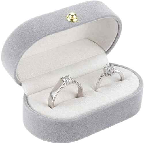 Generisch Ringbox 2-Ringe In Einer Leichten Und Glatten Ringbox, Grau, Handgemachte Ring Box Für Vorschlag, Hochzeit Und Tägliche Lagerung