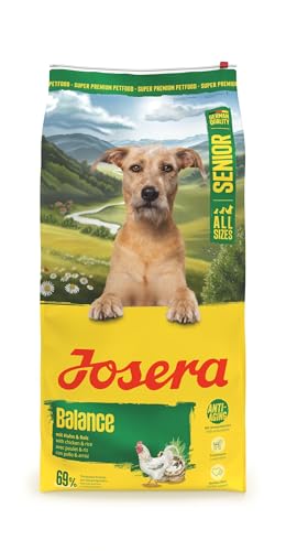 JOSERA Senior Balance Huhn & Reis (1 x 12,5 kg) | Premium Trockenfutter für ausgewachsene ältere Hunde | phosphorarm - mit wenig Fett & Protein speziell für Senioren | glutenfrei | 1er Pack