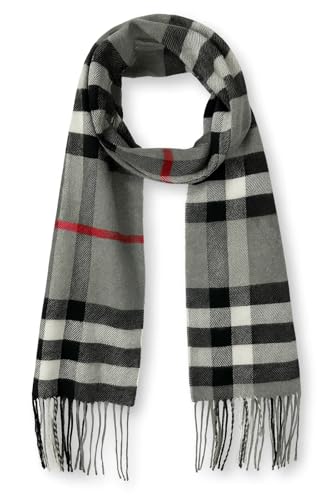 KARMA.DIEM Karierter Schal - Angenehm Weich - Schal kariert für Damen und Herren - London Style - Perfekt für Herbst und Winter 35x180cm (Grau)