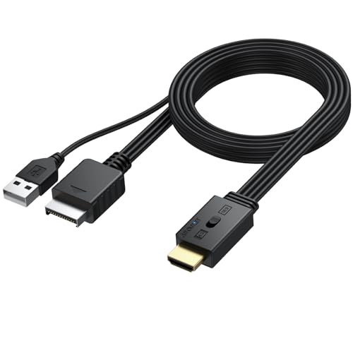 AUTOUTLET PS1/PS2 auf HDMI Adapter, Echt Plug and Play, Unterstützt 4:3/16:9 Konvertierung, 1080P HDMI Konverter für PS1/PS2 mit 150cm Kabel-Design, PS1 PS2 HDMI Kabel für HDTV Monitor