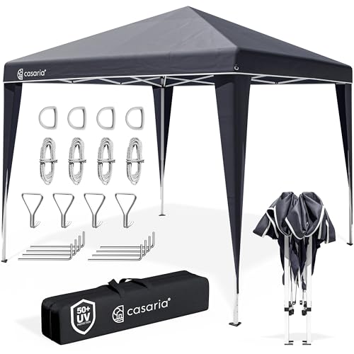 CASARIA® Pavillon Capri 3x3m Pop-Up UV-Schutz 50+ Wasserdicht Winterfest mit Tasche Faltbar Stabil Camping Garten Faltpavillon Partyzelt Anthrazit