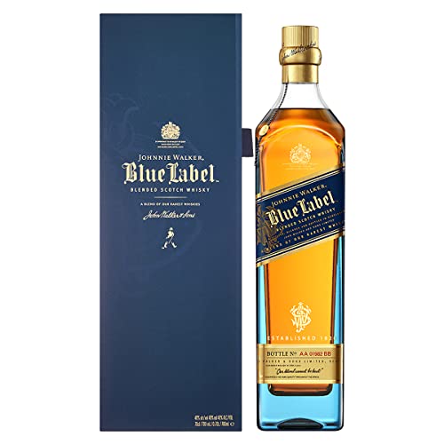 Johnnie Walker Blue Label, Blended Scotch Whisky, aromatisch, blended in den 4 prominentesten, schottischen Whisky-Regionen, 40% vol, 700ml Einzelflasche