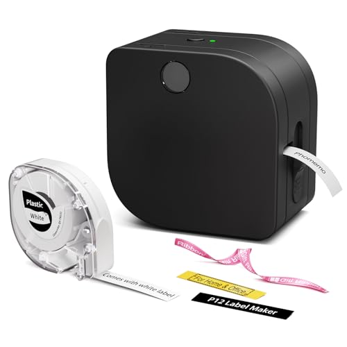 Phomemo P12 Etikettendrucker, Mini Beschriftungsgerät Bluetooth, Etikettiergerät Selbstklebend Kompatibel with iOS & Android Phone, Thermotransfer-Labeldrucker für Zuhause, Büro