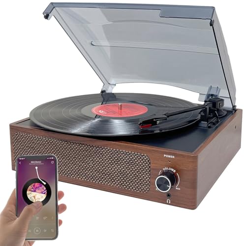 auvisio LP-Plattenspieler: Schallplattenspieler mit Stereo-Lautsprecher und Bluetooth, 12 Watt (Vinyl-Plattenspieler, Retro Lautsprecher, Stereoanlage)