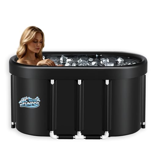 Eistonne eisbad Oval 120x70x70cm – eisbaden Tonne XXL Ice Bath mit 5-Schicht-Isolierung und faltbarem Design – Kryotherapie für schnelle Regeneration nach Sport & Training
