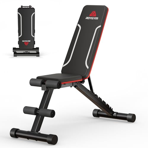 Roygym Klappbare Hantelbank, Multifunktion Training Fitness mit 9-Fach Verstellbarer Rückenlehne, Trainingsbank Schrägbank für Ganzkörper-workout, Anregung Belastung 300kg