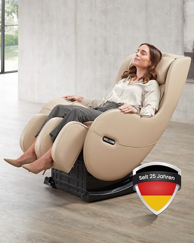 WELCON Massagesessel EASYRELAXX BEIGE - 3D Massagestuhl mit Neigungsverstellung elektrisch, Automatikprogramme Knetmassage Klopfmassage Rollenmassage Airbagmassage Sessel Massagestuhl