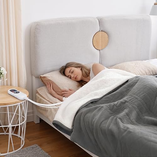 JUMMICO Premium Heizdecke 180x128 cm - Mit Überhitzungsschutz & 12h Timer, 6-stufige Komfortwärme, energieeffizient & maschinenwaschbar für sicheres Wohlgefühl zu Hause