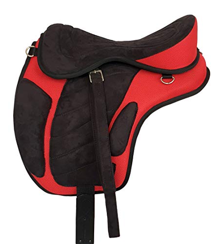 A&M Reitsport Baumloser Wanderreit Sattel Liberty Schwarz/Rot NEU+ Zubehör, Größe:16 Zoll