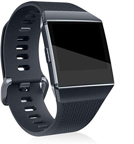 Sago Kompatibel mit Fitbit Ionic, Ersatzband, klassische Metallschnalle, Armband für Damen und Herren (groß (17 cm - 20,6 cm), schwarz)