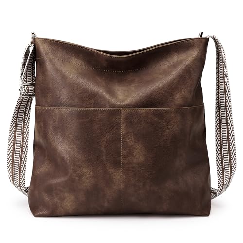 Kalidi Shopper Tasche Damen Handtasche Damen Tote Bag Groß Umhängetasche Veganes Leder Beuteltasche Stofftasche für College Schule Arbeit Reisen Einkaufen Gebrochener Kaffee.