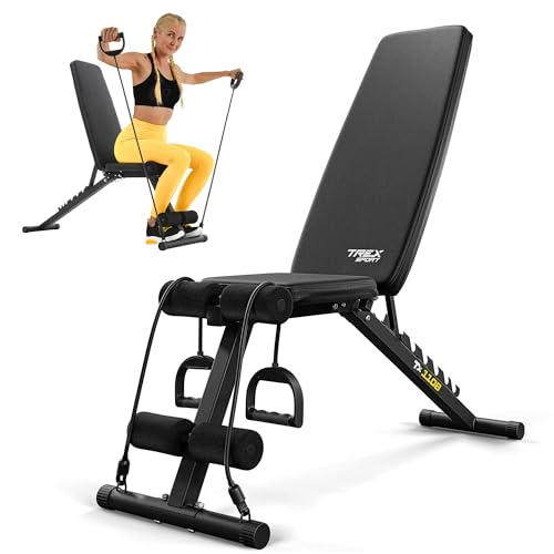 TREX SPORT TX-110B Hantelbank klappbar | Trainingsbank 7-fach verstellbare Rückenlehne | Flachbank & Schrägbank
