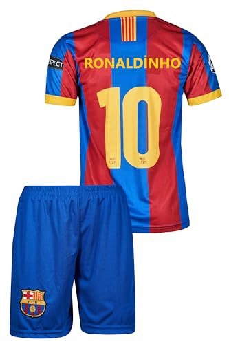 IHIMI Ronaldinho Barcelona #10, Nostalgie Kinder Trikot Mit Kurz, Limitierte Auflage, beschränkte Auflage (128,Ronaldinho)