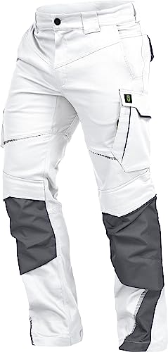 Leibwächter Flex-line Arbeitshose Herren – weiß/grau – Gr. 50 – Bequeme Workwear mit Elastan (Spandex) – 60°C waschbar & trocknergeeignet – erhöhte Reißfestigkeit – für verschiedenste Berufe