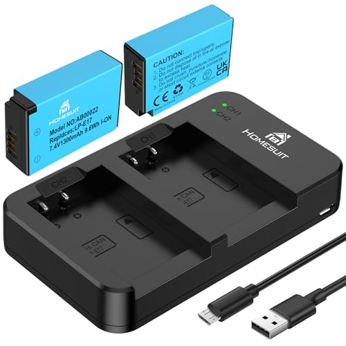 Homesuit 2er-Pack LP-E17 Akku 1300mAh & Typ-C LED Dual Ladegerät Kit für Canon EOS RP, R8, R10, R50, R100, M3, M5, M6, 200D, 77D, 750D, 760D, 800D, 8000D, Rebel SL3, SL2, T8i, T7i, T6i, T6s und mehr