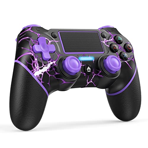 Reddening Wireless PS4 controller mit Bewegungsmotoren und Audiofunktion, Mini-LED-Anzeige, USB-Kabel und rutschfestem Griff – Lila