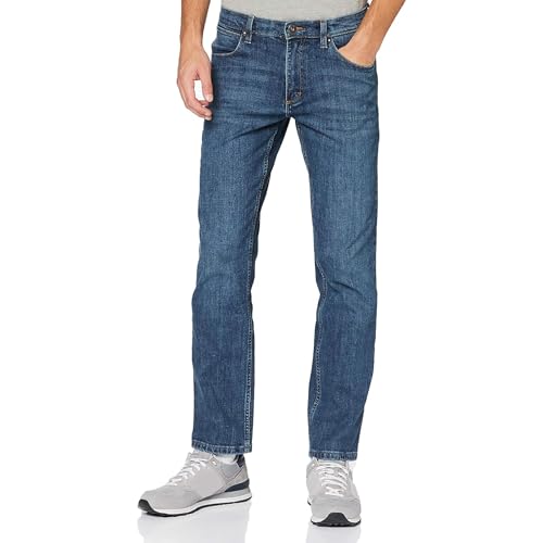 Wrangler Herren Jeans mit geradem Bein und Kabelzug, Authentisches Blau, Größe 33W / 32L EU