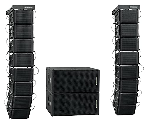 Pronomic V-Array Club Set - Aktives PA-System mit 1680 Watt (RMS) - Geeignet bis ca. 300 Zuhörer - 2X Subwoofer mit je 2X 10 Lautsprecher - 16x Topteil mit je 4