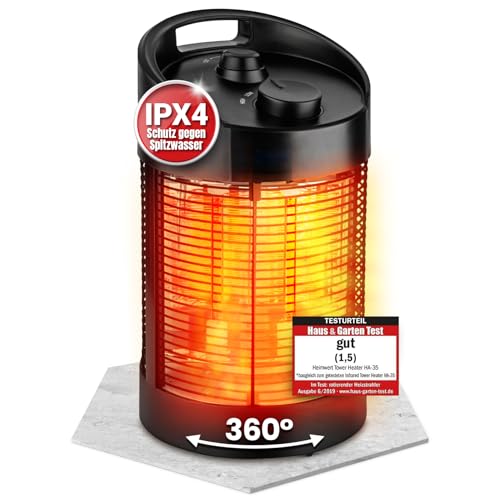 Heimwert Infrarot Stand Heizstrahler – Sofortige Wohlfühlwärme für Terrasse & Innenbereich, mobil & effizient, geräuschlos & allergikerfreundlich - Testurteil Sehr gut (41cm Höhe)
