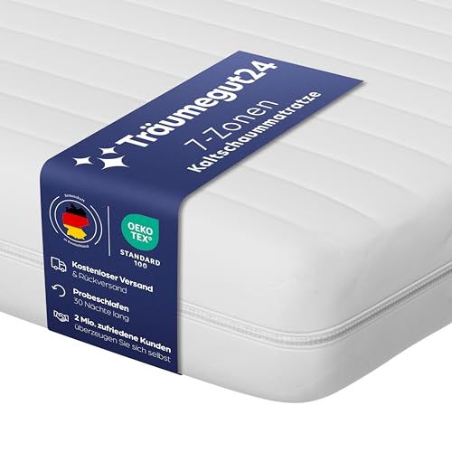 Träumegut24 AquaFlex 7-Zonen Matratze 90x200 cm | H2&H3 | Ergonomische Kaltschaummatratze | Hypoallergen & Antibakteriell | Bezug abnehmbar & waschbar | Oeko-TEX® | (12cm, 90 x 200 cm)