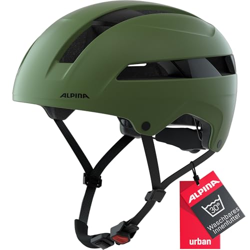 Alpina SOHO - Extrem Robuster, Leichter & Individuell Anpassbarer Urban Fahrradhelm Für Erwachsene, Olive matt, 55-59 cm