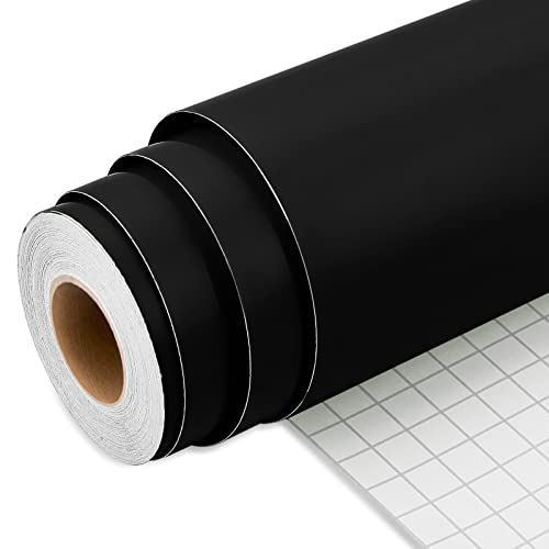 IModeur Vinylfolie Plotter Schwarz Matt, 30,5 cm x 7,62 m Plotterfolie selbstklebend Schwarz, Plotterfolie Vinyl Schwarz Für Silhouette Cameo, die meisten Schneidemaschine