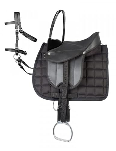 Pfiff 102291 Sattel-Set Komplettausstattung für Shetty und Holzpferde/Plüschpferde, Schwarz