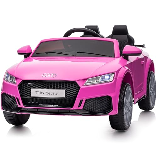 Hikkido Audi TT RS Lizenziertes Kinder Elektroauto, 12V Elektroauto für Kinder ab 3 Jahre mit Fernbedienung - Rosa