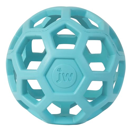 JW – HOL-ee Roller – Lustiges und vielseitiges Hundespielzeug – Jagdspielzeug für Hunde – Spielzeug zur geistigen Stimulation – Beschäftigungsball für Hunde – 11,5 cm Durchmesser – Blaue Farbe