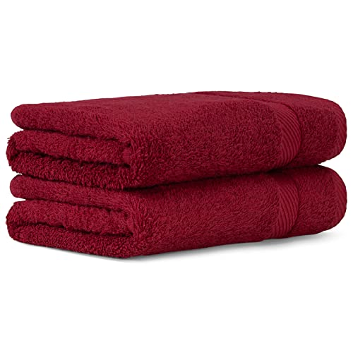 Luckytowel Handtücher Set 50x100 cm 100% Baumwolle, Handtuch-Set 2er Pack Rot