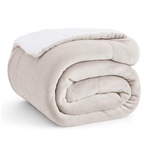 BEDSURE Kuscheldecke - Warm Sherpa Wolldecke & Sofadecke, Flauschig Sofaüberwurf Decke, Dicke Couchdecke, Fleecedecke, Flauschige Wohndecke für Couch, Beige, 150x200 cm, XL