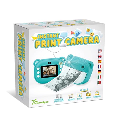 Science4you Kids Camera Instant Print – Capture Memories with This Polaroid Camera, Digital Camera for Kids with Ink Print Paper, Click and Have Your Instant Photo, Stuff for Girls & Boys Age 4 5 6+