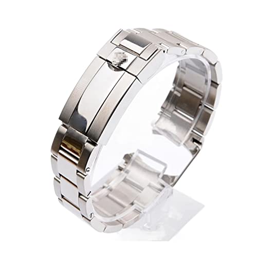 REFKIT Uhrenarmband für Rolex SUBMARINER und DAYTONA, Edelstahl Arc Edge, Herrenuhrenarmband, 20mm mit Logo, Silber