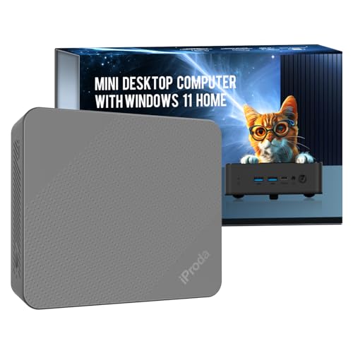 iProda Mini-PC 12. Generation Alder Lake N100 Prozessor (bis zu 3,4 GHz), 8 GB DDR4, Windows 11 Home Mini-Computer mit 256 GB SATA SSD 4K Dual Display Micro-PC WiFi6/Bluetooth 5.0/USB3.2 (Grau)