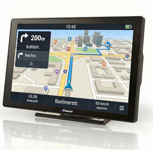 Elebest City 90 – 9 Zoll GPS Navi für Auto, LKW & Wohnmobil | Europa-Karten (52 Länder) mit Updates, Radarwarner, Fahrspurassistent, Bluetooth, POI-Datenbank & Freisprecheinrichtung