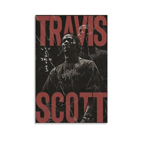 Travis Poster Scott Rapper Musik Vintage Cover Poster für Zimmer Ästhetische Leinwand Wandkunst Schlafzimmer Dekor 30 x 45 cm