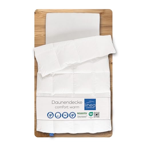 LINEA by böhmerwald - comfort - kuschlige Daunendecke warm, 135x200, 90% Daunen / 10% Federn Klasse 1, Allergiker geeignet, waschbar bis 60 °C, in Deutschland produziert