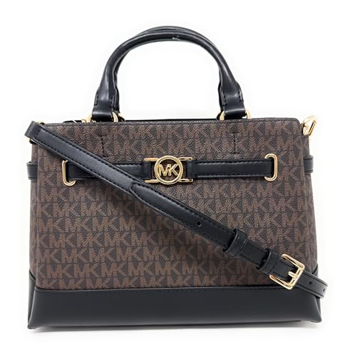 Michael Kors Reed Handtasche für Damen, Handtasche klein, mit Gürtel, Braun und Schwarz, Small