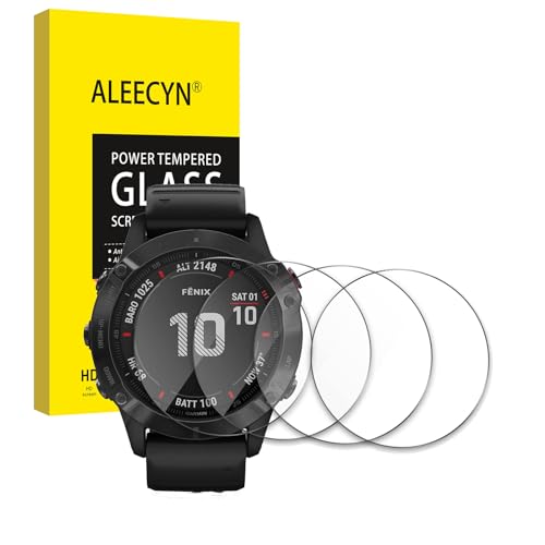 Aleecyn [4 Stück] Alicyn Schutzfolie kompatibel mit Garmin Fenix 6X Pro,Anti-Bläschen,Schutzfolie Full Cover Displayschutzfolie für Garmin Fenix 6X Pro