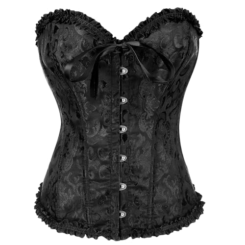 Jecarden Korsett Damen Schwarz Corset Top Damen Unterbrust Korsett Sexy Damen Korsett Oberteil Aesthetic Schnüren Bustier, 5XL