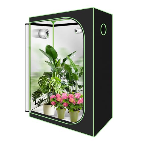 Vigevee Grow Tent Growzelt 120x60x180cm, Lichtdicht und Wasserdicht Growschrank mit Beobachtungsfenster, Luftig Gewächshaus Growroom für Homegrowing, Indoor-Anbau