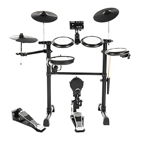 Fame DD-Lite Pro E-Drum Set, Elektronisches Schlagzeug-Set mit 144 Sounds, 12 Drumsets, Aux-Eingang, MIDI, Drumsticks, Drum Key, Mesh Heads, Kick-Pad, E-Schlagzeug, Schwarz