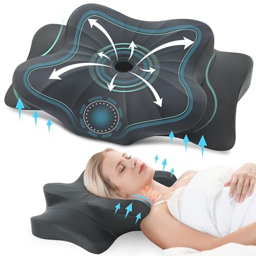 DONAMA Memory Foam Kissen ergonomisches Nackenkissen Kopfkissen Seitenschläferkissen für Seiten, Rücken & Bauchschläfer,Dunkelgrau