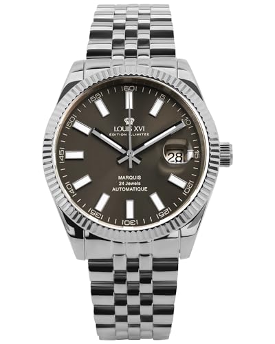 LOUIS XVI Marquis Automatik 3020 - Ø 41.5 mm - Herren Uhr - Wasserdicht - Armband Silber - Zifferblatt Grau - Automatikuhr
