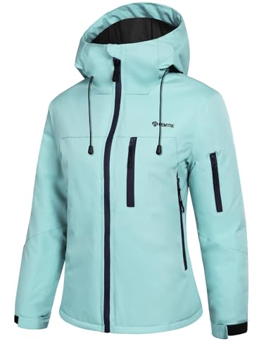 GEMYSE Damen Skijacke mit Integrierten Schultergurten Warme Winterjacke Wasserdicht Winddicht und Atmungsaktiv Schneejacke für Aktivitäten im Freien(Wasserblau,M)