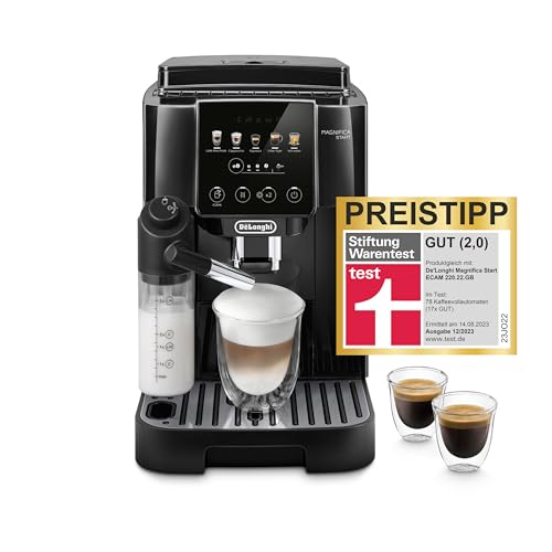 De'Longhi Magnifica Start ECAM220.91.B, Kaffeevollautomat mit LatteCrema-Milchsystem für Automatischen Cappuccino, 5-Direktwahl-Tasten, Soft-Touch-Bedienfeld, x2-Funktion, Schwarz