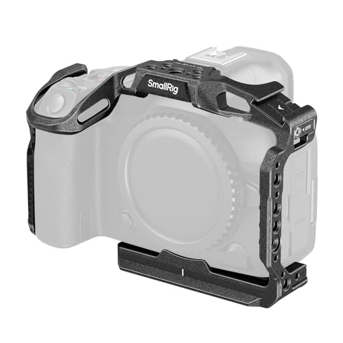 SMALLRIG ''Black Mamba'' Kamerakäfig für Canon EOS R5 Mark II, Kamera-Rig aus Aluminiumlegierung mit Zubehörschuh, 1/4''-20 und 3/8''-16 Gewindelöchern, Schnellwechselplatte für Arca-Typ - 4975