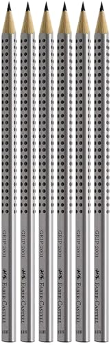 Faber-Castell 117697-6 Bleistifte GRIP 2001, Härtegrad: HB, Schaftfarbe: silber