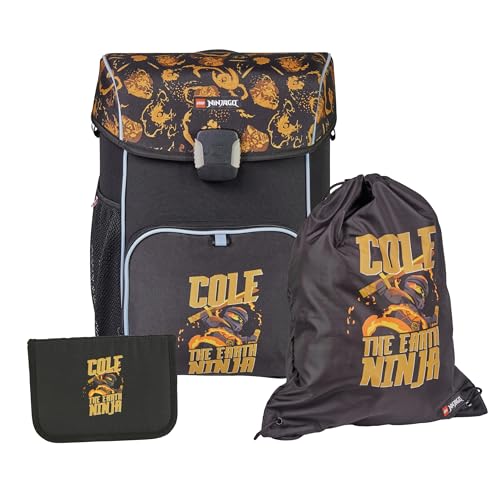 SKANDO BAGS Lego NINJAGO - Leichter Schulranzen mit Platz für Bücher, Brotdose und Flasche. Mit Netz-/Fronttaschen, Gewichtsteiler und Ergonomischer Rückseite